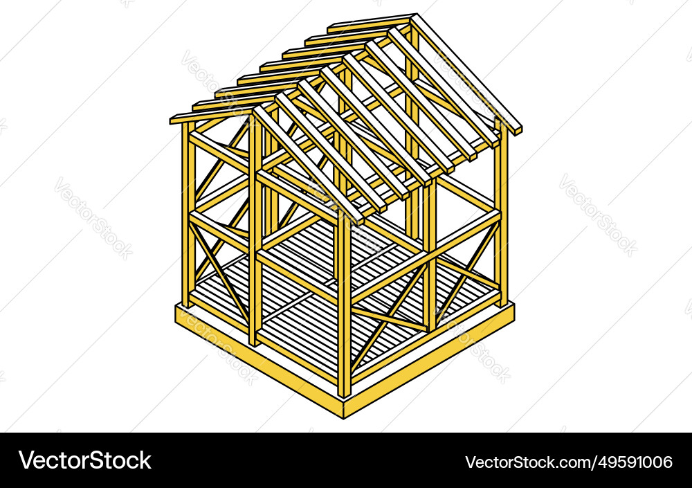 Building structure isometric of steel frame Vector Image