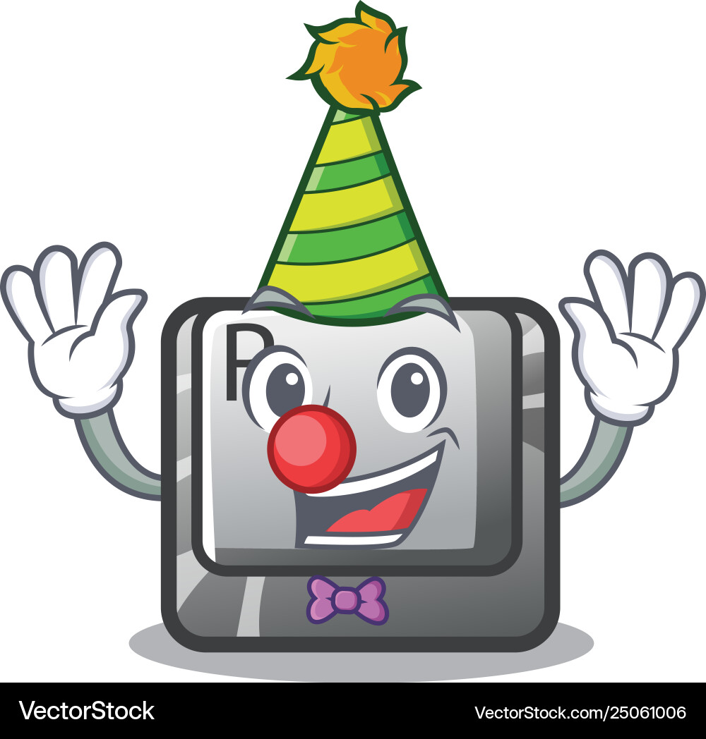Clown r button in cartoon game vector image