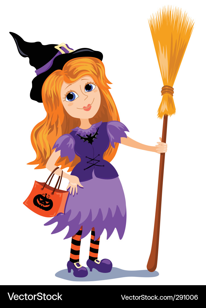 Cute Cartoon Witch Vector Image