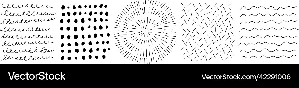 Hand drawn line texture set scribble Hand drawn line texture set scribble vector image