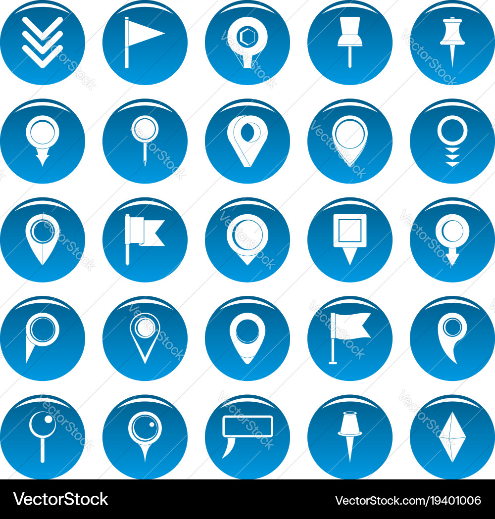 Map pointer icons set blue simple style vector image