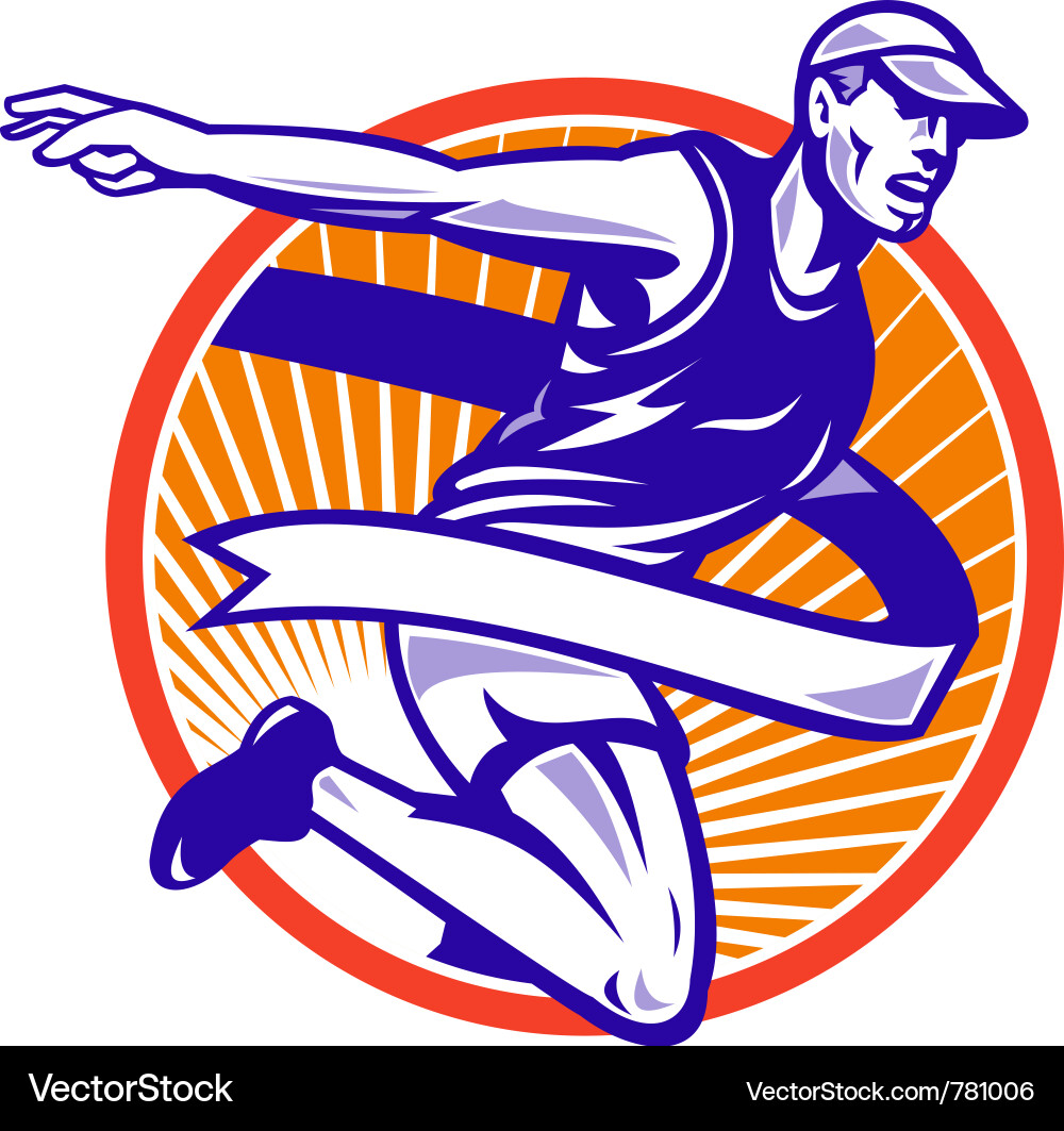 Marathon runner shield vector image