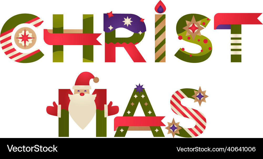 Merry christmas poster with decorative letters Merry christmas poster with decorative letters vector image