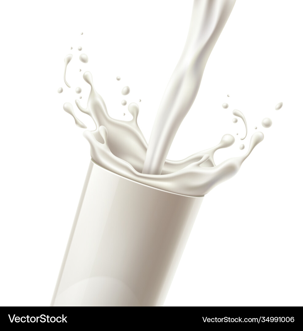 Milk Splash in Glass - Realistic – Royalty-Free Vector | VectorStock, image size:986x1080