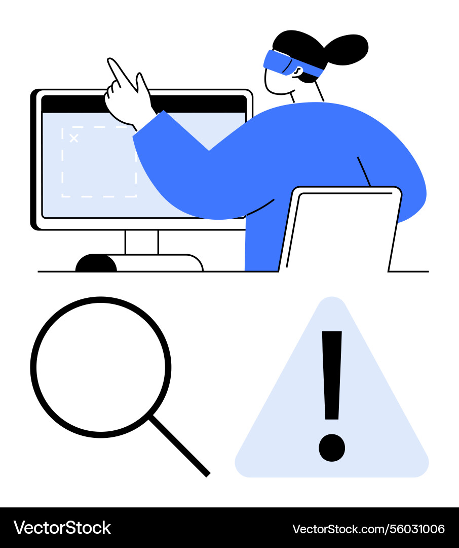 Professional analyzing data on computer Professional analyzing data on computer vector image
