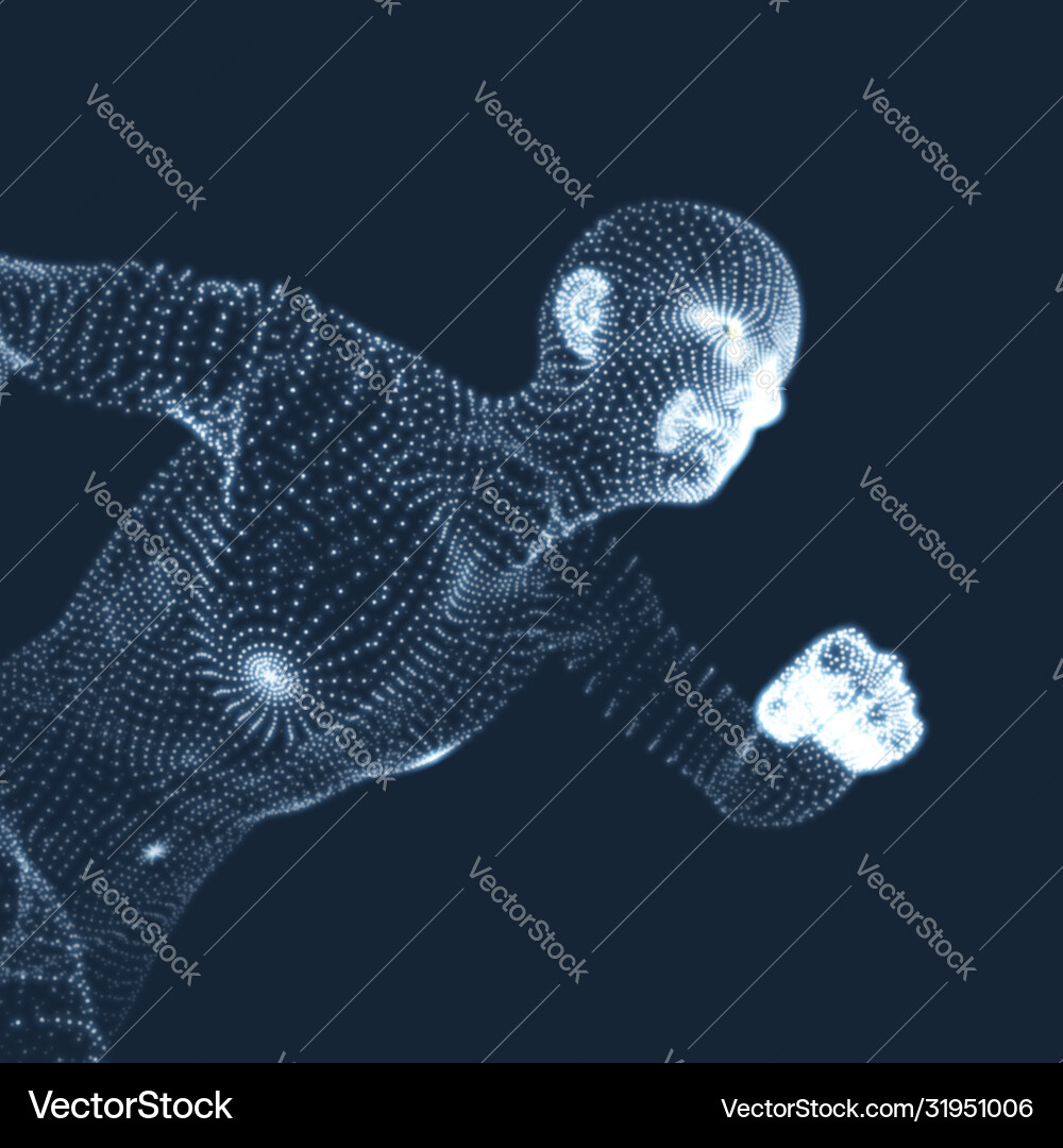 Running man graphics composed particles 3d Running man graphics composed particles 3d vector image