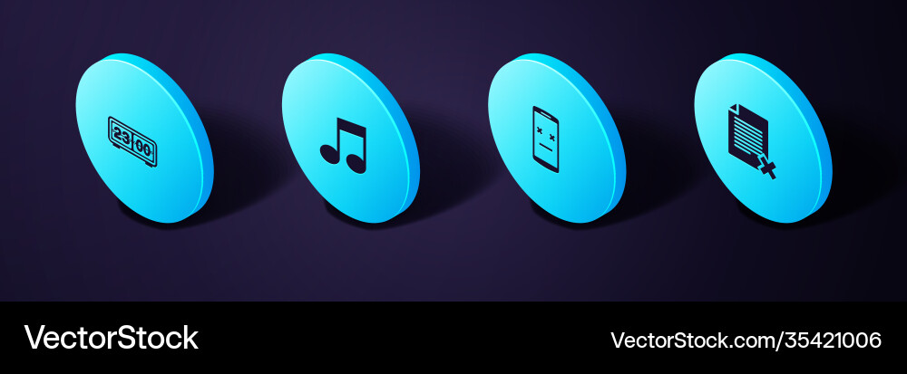 Set isometric delete file document dead mobile Set isometric delete file document dead mobile vector image