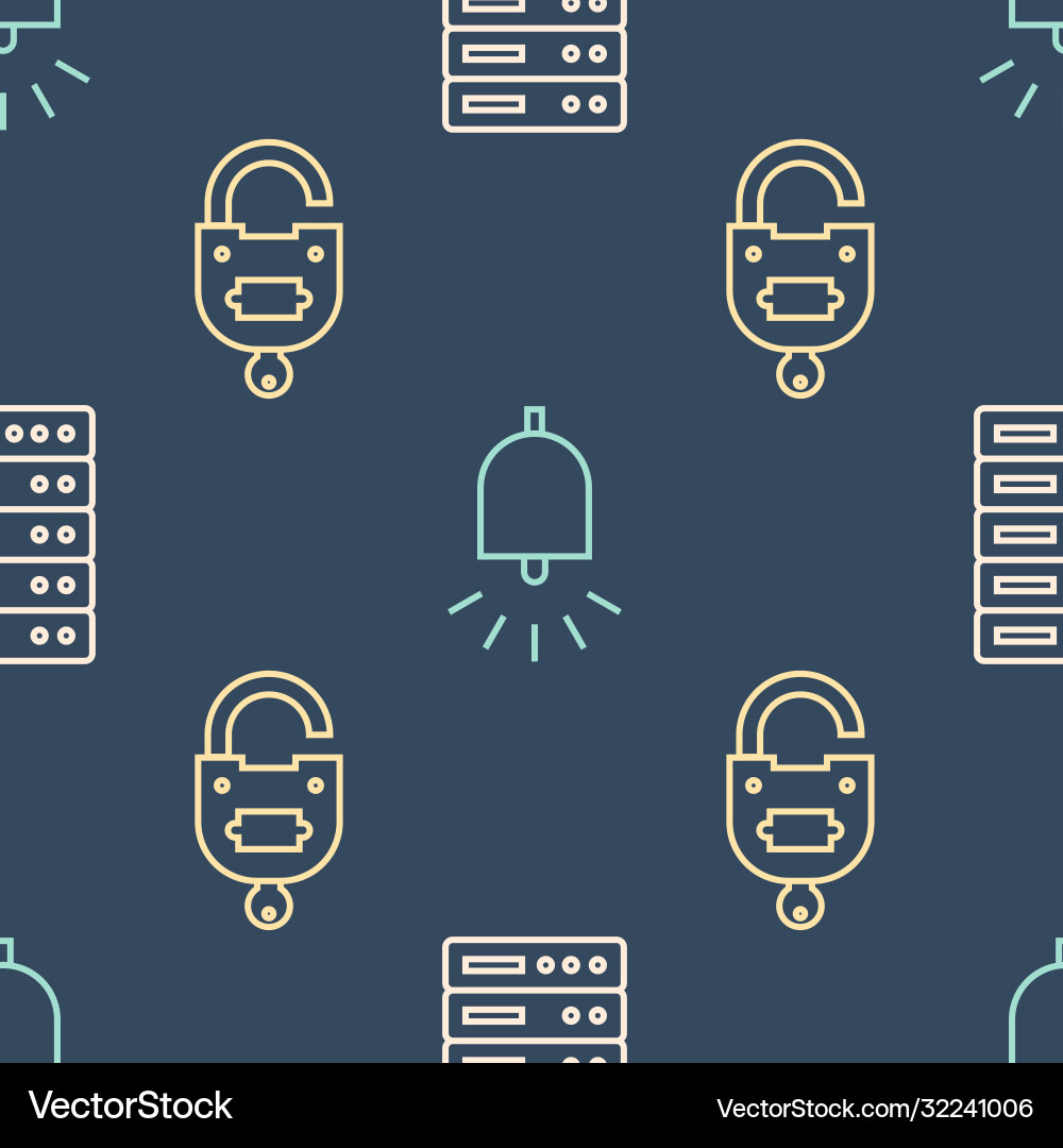 Set line server data web hosting lock and key Set line server data web hosting lock and key vector image