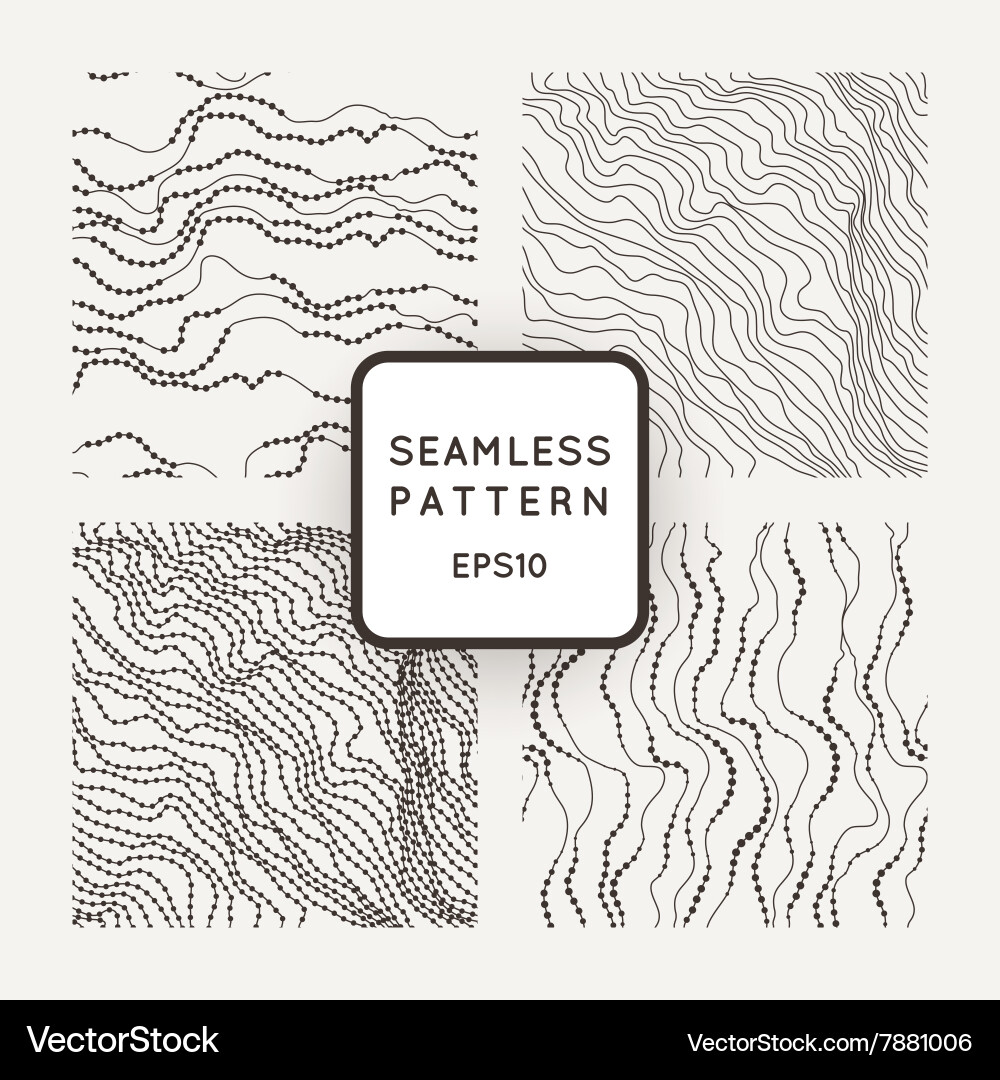 Set of seamless pattern curved lines vector image