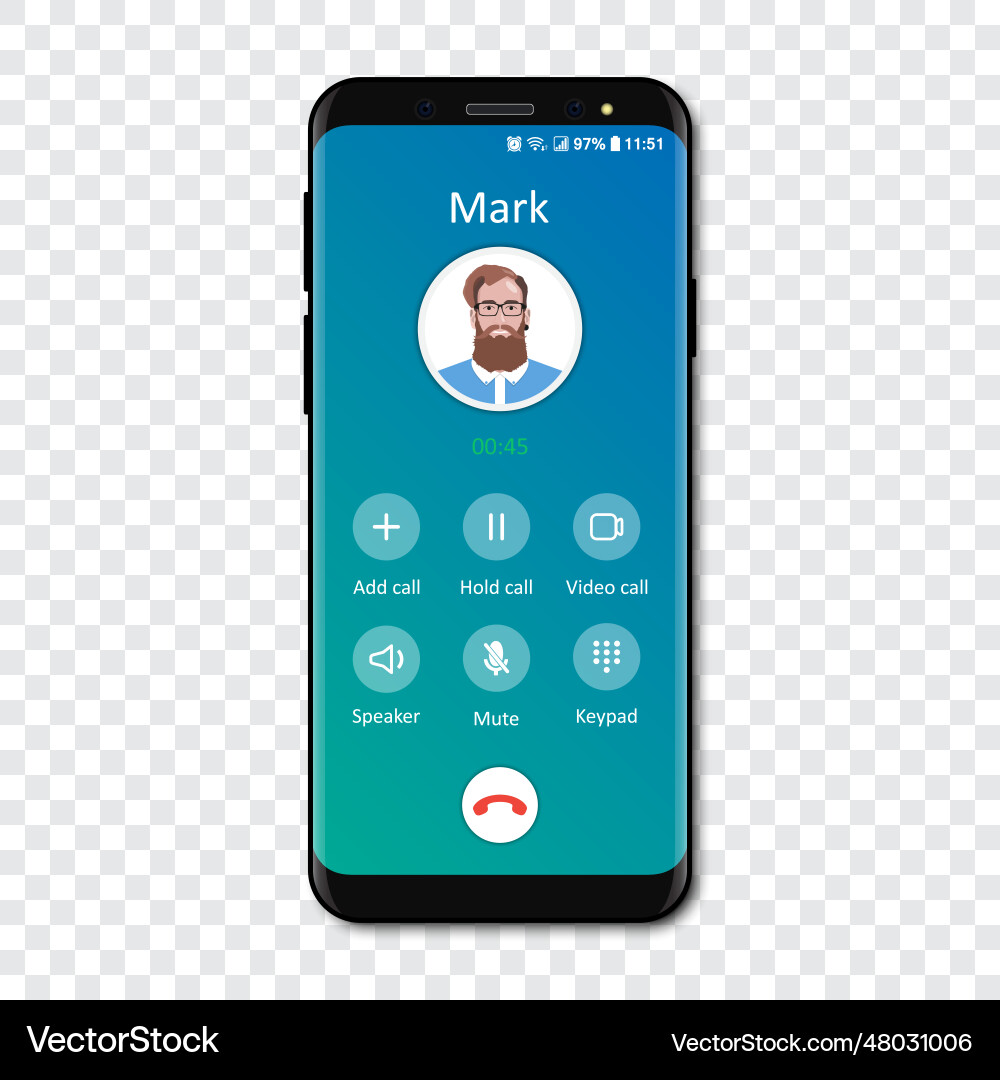 Smartphone call app interface template vector image