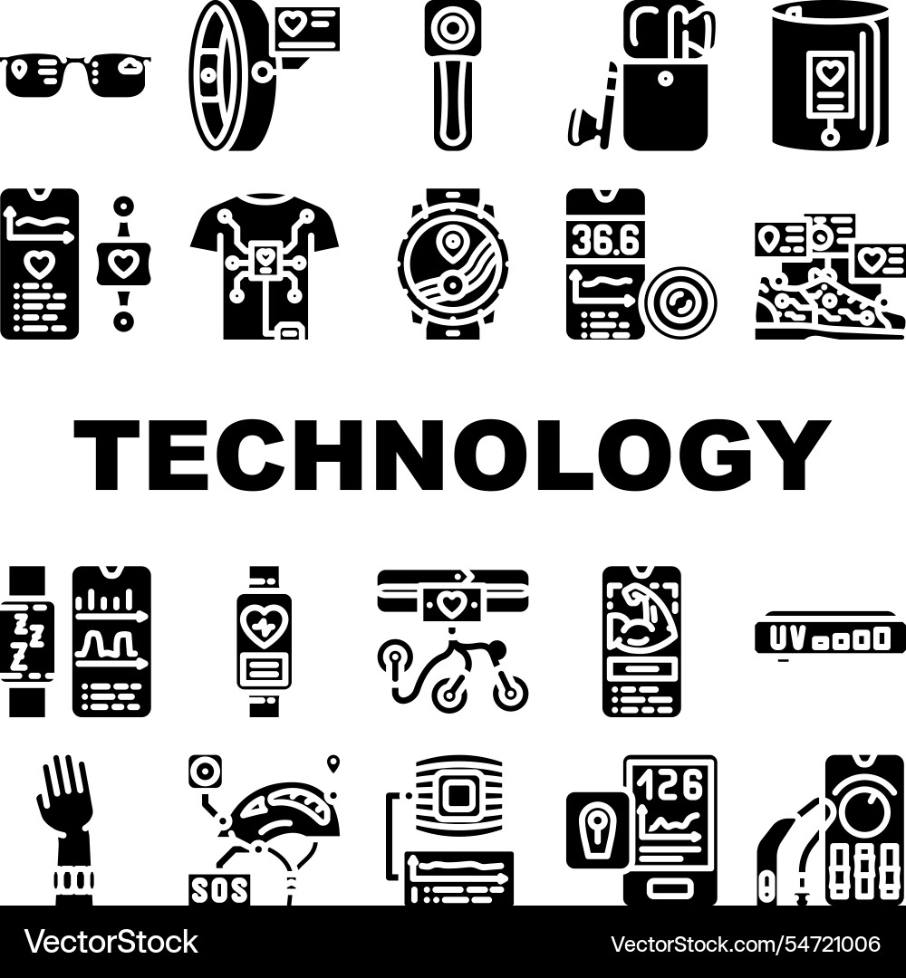 Wearable technologies sensor icons set Wearable technologies sensor icons set vector image