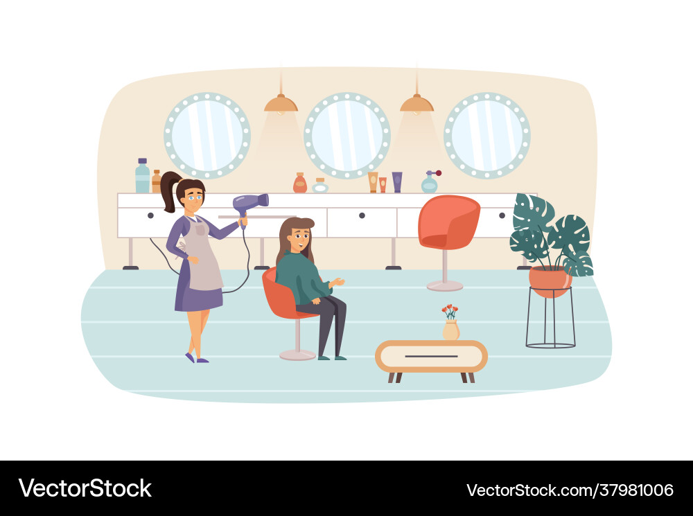 Woman Getting a Haircut at Salon vector image