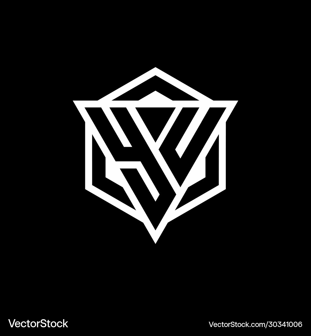 Yu logo monogram with triangle and hexagon shape Yu logo monogram with triangle and hexagon shape Vector Image