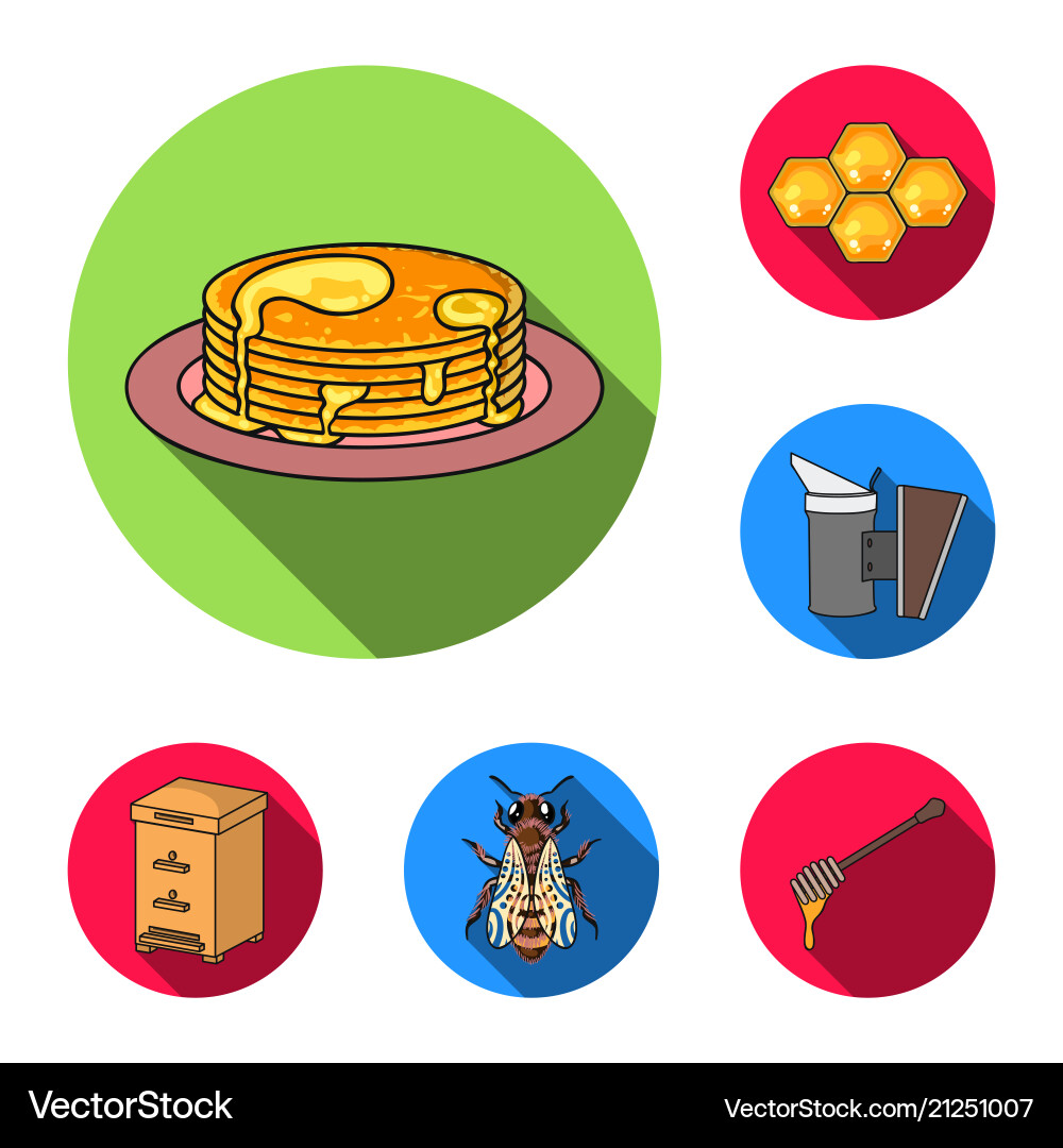 Apiary and beekeeping flat icons in set collection vector image