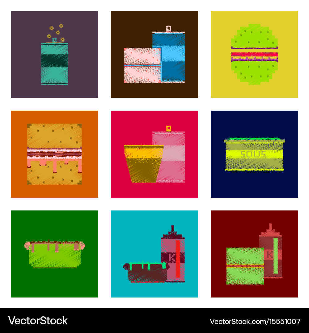 Assembly of flat shading style pixel icon fast vector image