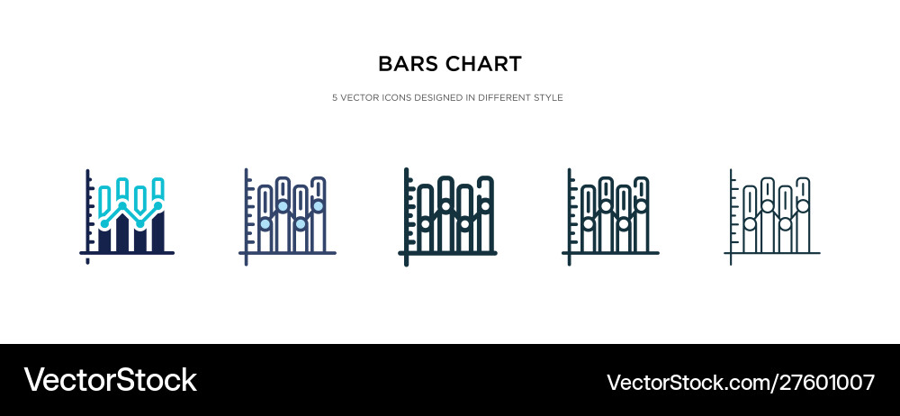 Bars chart icon in different style two colored Bars chart icon in different style two colored vector image