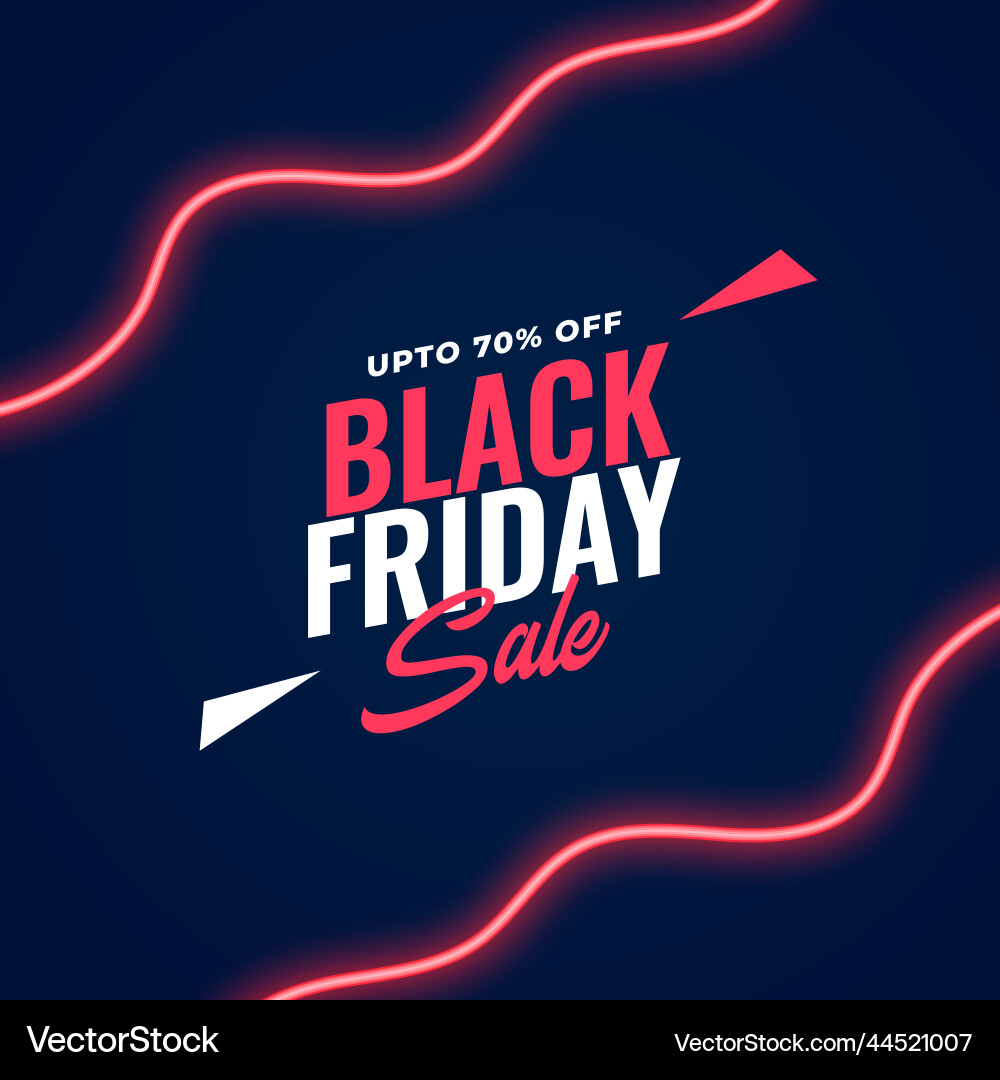 Black friday sale ad template with neon curvy Black friday sale ad template with neon curvy vector image