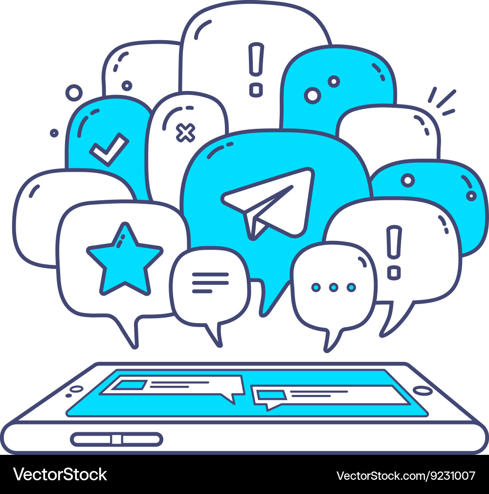 Blue color dialog speech bubbles with ico vector image