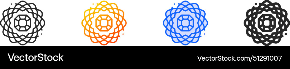 Brooch iconthin linear gradient blue stroke Vector Image