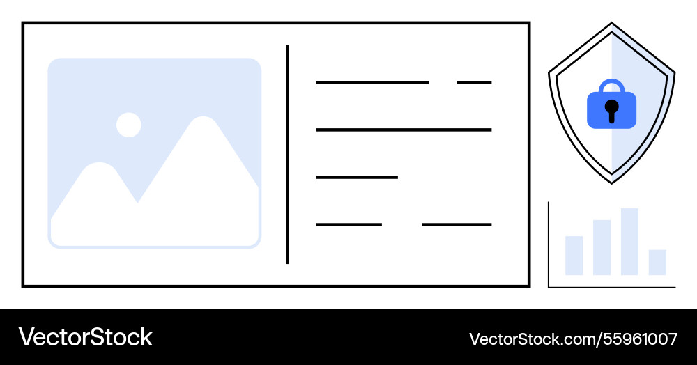Digital identity card with security shield Digital identity card with security shield vector image