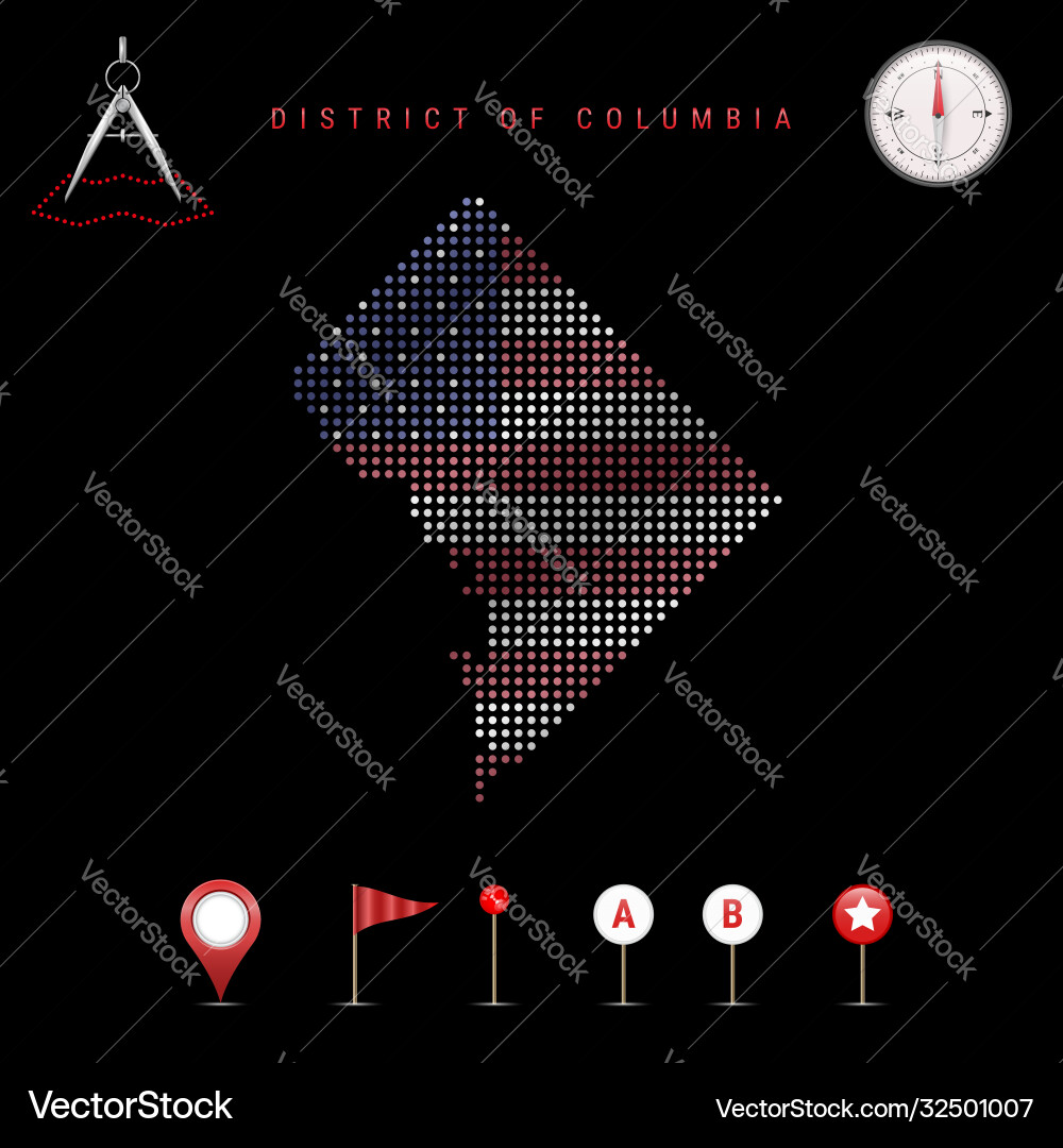 Dotted map district columbia painted Dotted map district columbia painted vector image