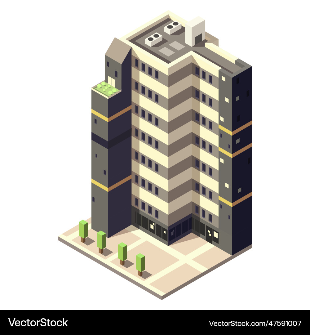 Isometric skyscraper building for map creating Isometric skyscraper building for map creating Vector Image