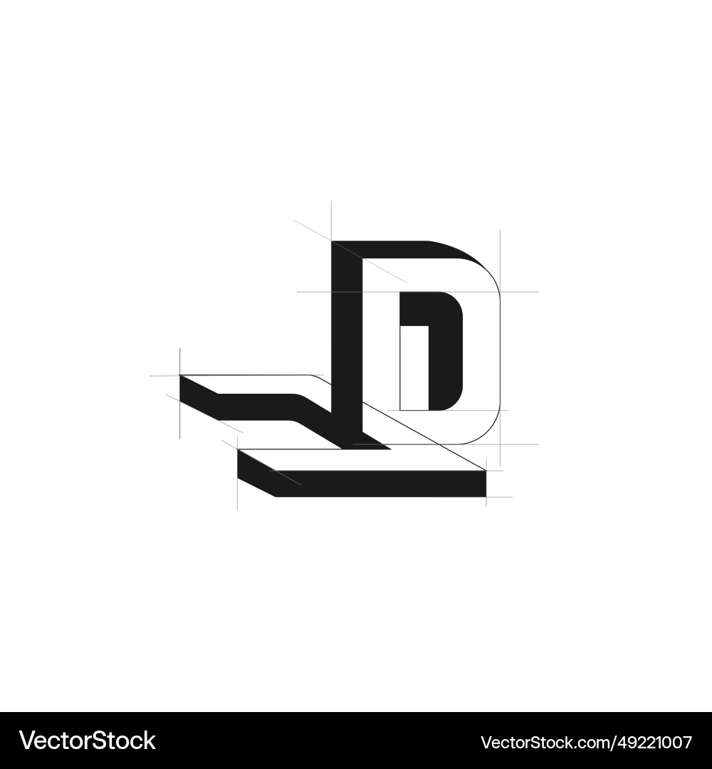 Jd monogram logo with grid lines method Vector Image