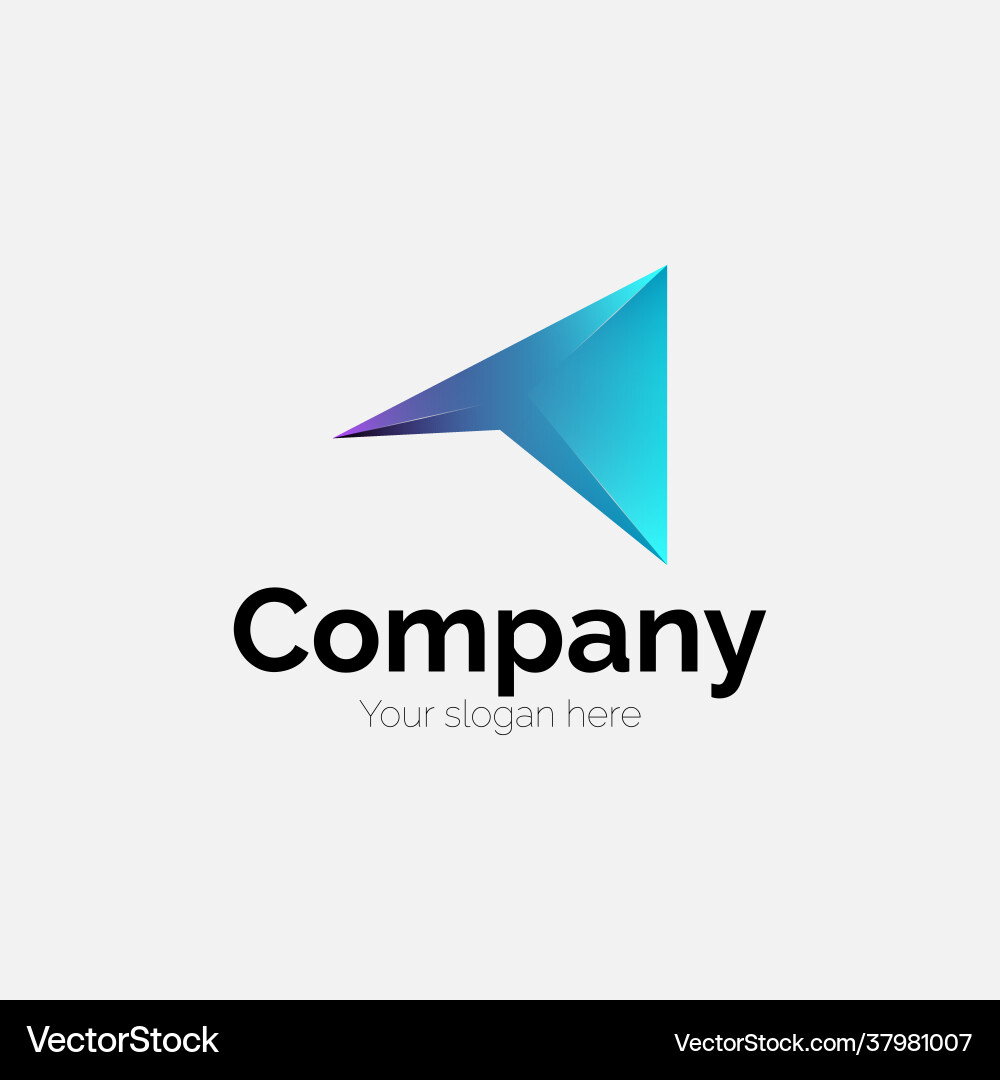 Modern metallic blue paper plane logotype Modern metallic blue paper plane logotype vector image