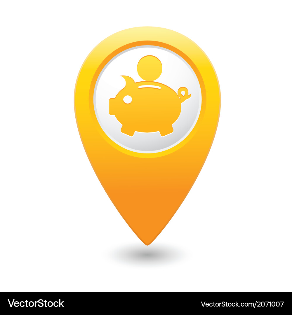 Piggy Bank Map Pointer Icon vector image