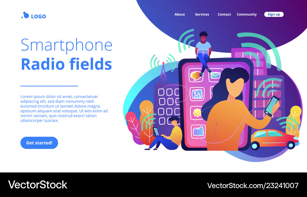 Radio fields influence concept landing page Radio fields influence concept landing page vector image