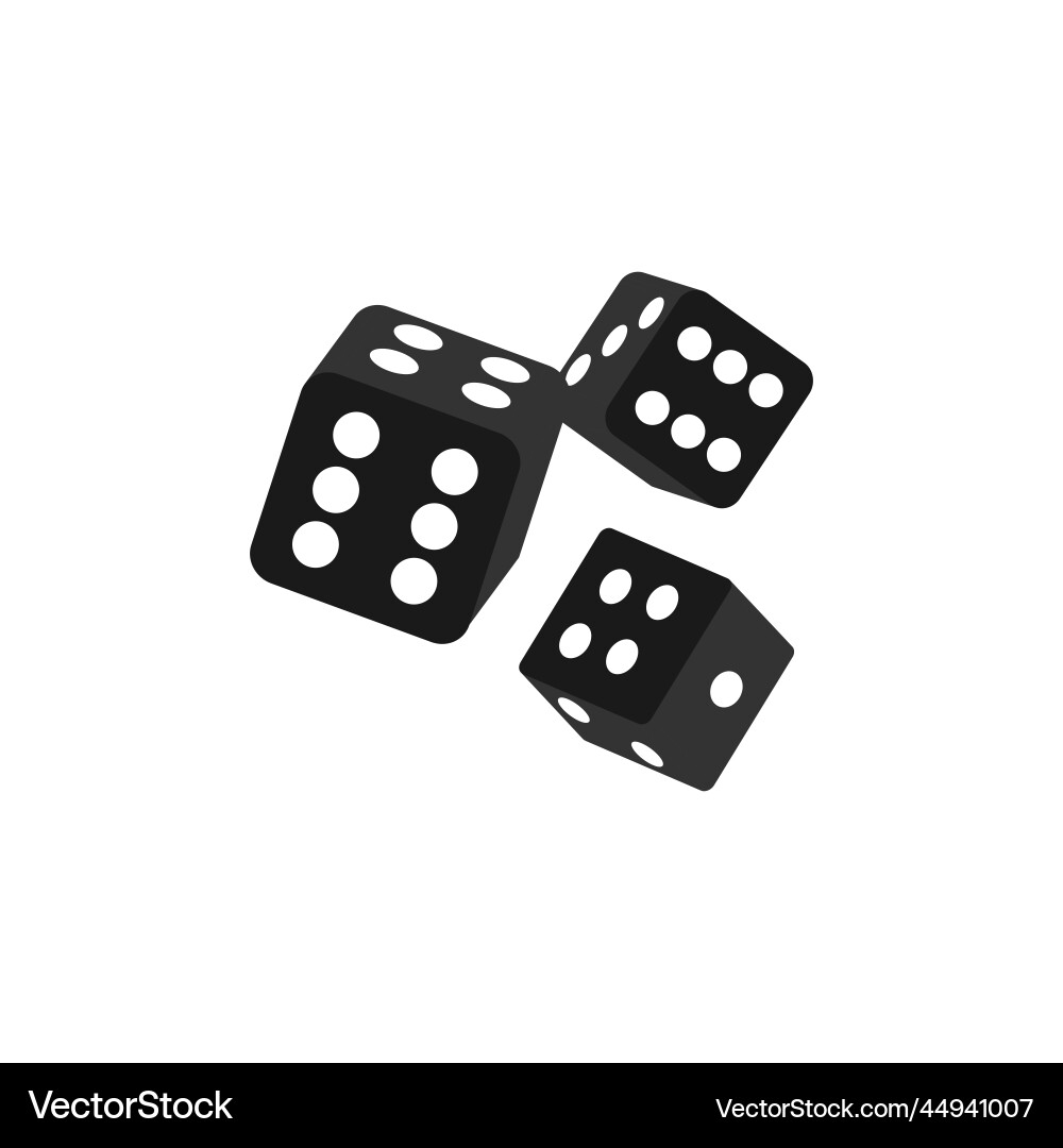 Realistic black dice isolated 3d objects vector image