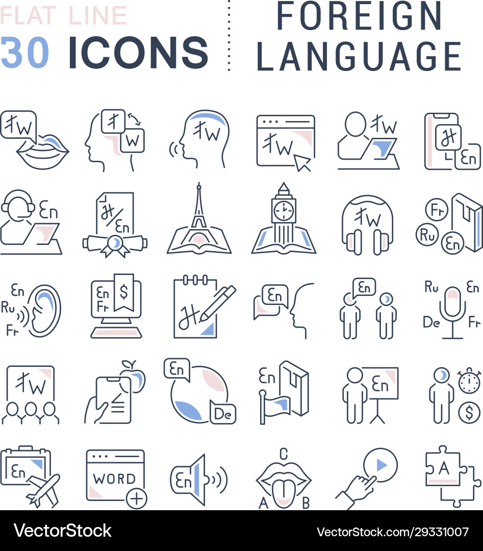 Set line icons foreign language Set line icons foreign language vector image