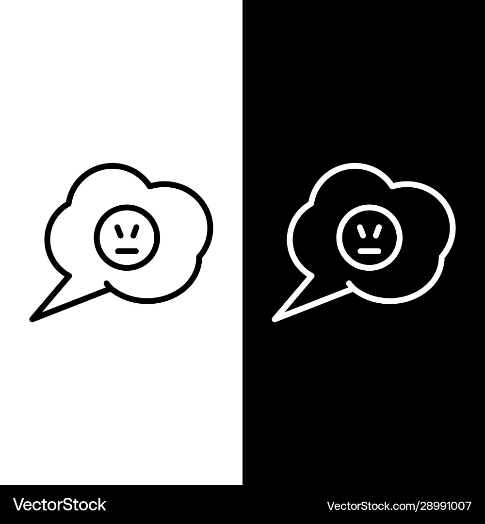 Set line speech bubble with angry smile icon Set line speech bubble with angry smile icon vector image