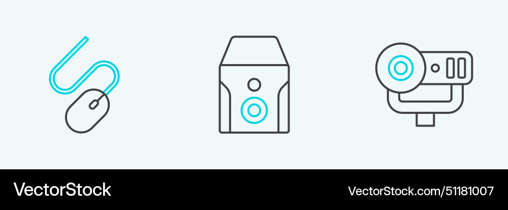 Set line web camera computer mouse vector image