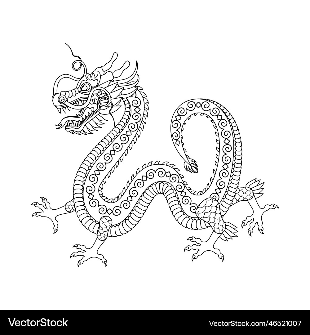 Traditioneller schwarzer weißer chinesischer Drache 2024 Traditioneller schwarzer weißer chinesischer Drache 2024 vektorbild