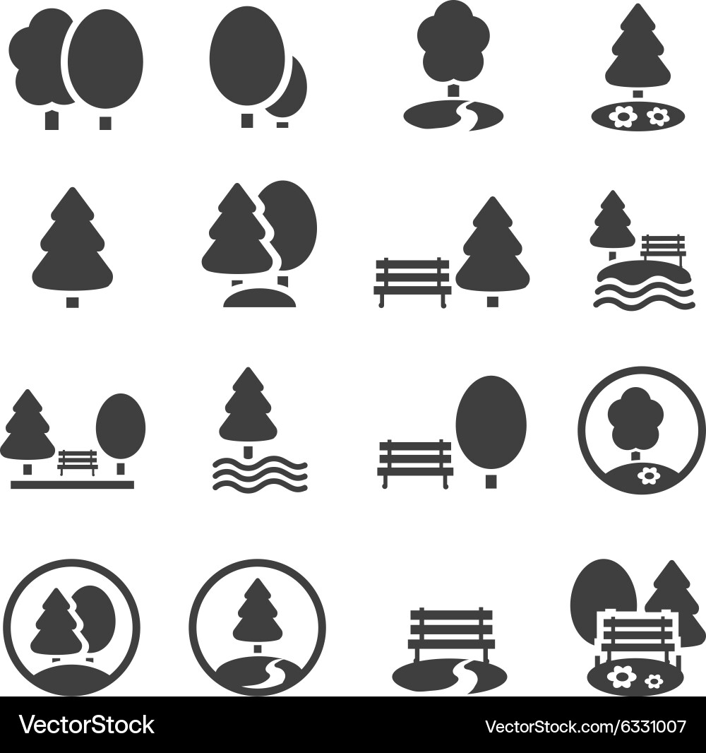 Tree and Forest Icon Set vector image