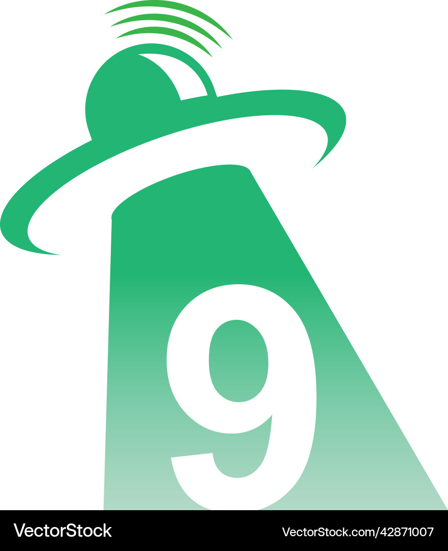 Ufo catch number 9 icon design Vector Image