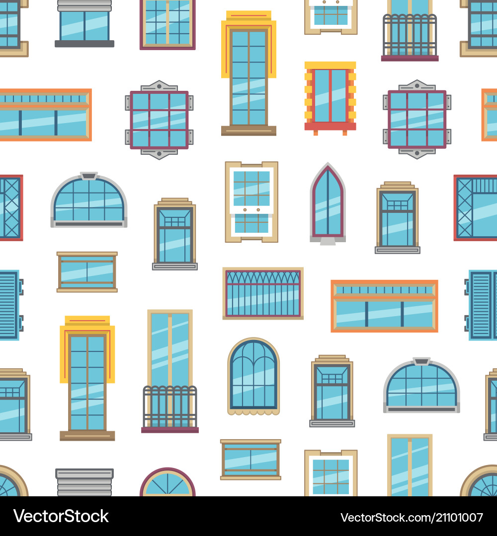 Window Flat Icons - Pattern & Background vector image
