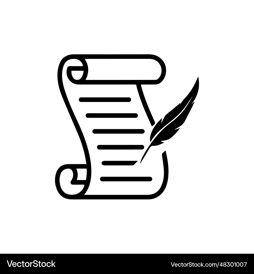 Writing on scroll with quill pen or historical Vector Image
