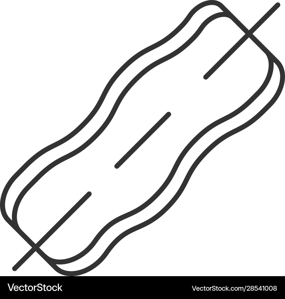 Bacon strip on skewer linear icon vector image