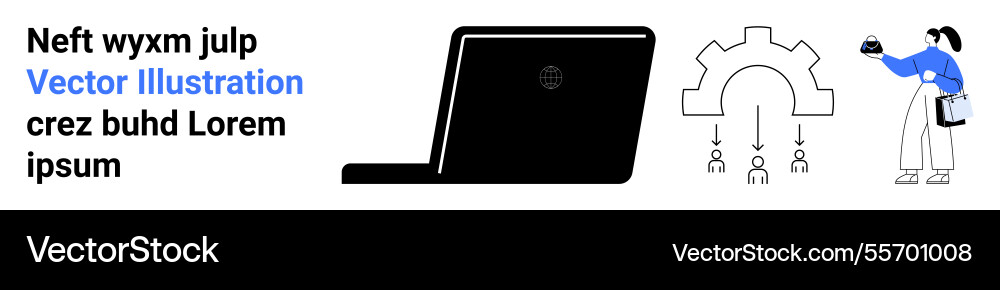 Business workflow concepts with laptop gears Business workflow concepts with laptop gears vector image
