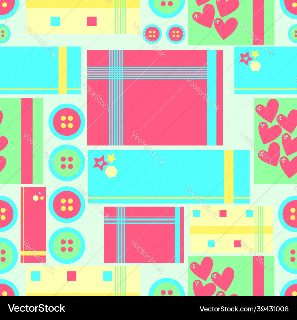 Buttons and boxes repeat seamless pattern Buttons and boxes repeat seamless pattern Vector Image