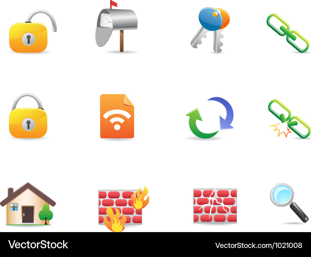 Collection of colorful internet web icons Vector Image
