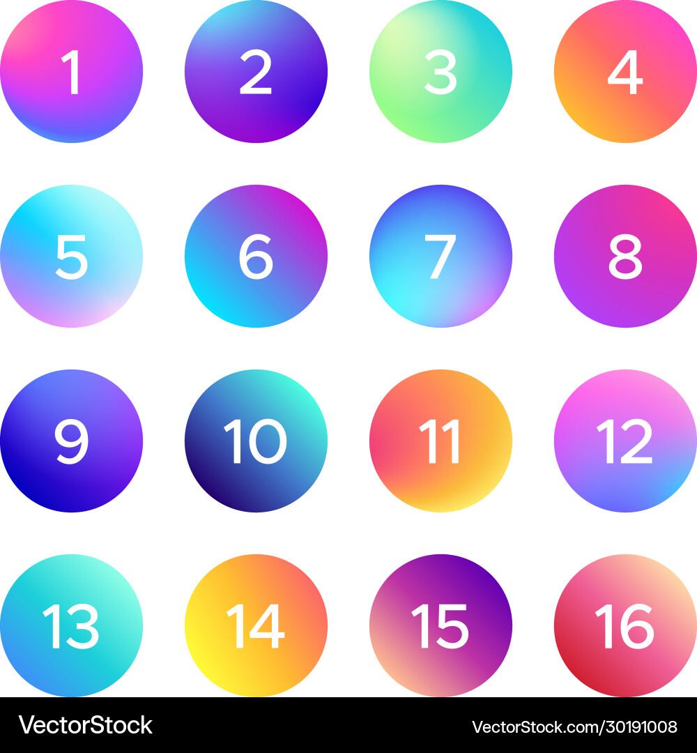 Colorful gradient with number set shape Colorful gradient with number set shape vector image