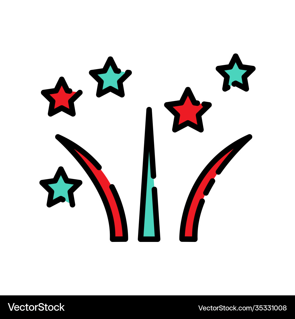 Fireworks lineal color icon simple design Fireworks lineal color icon simple design vector image