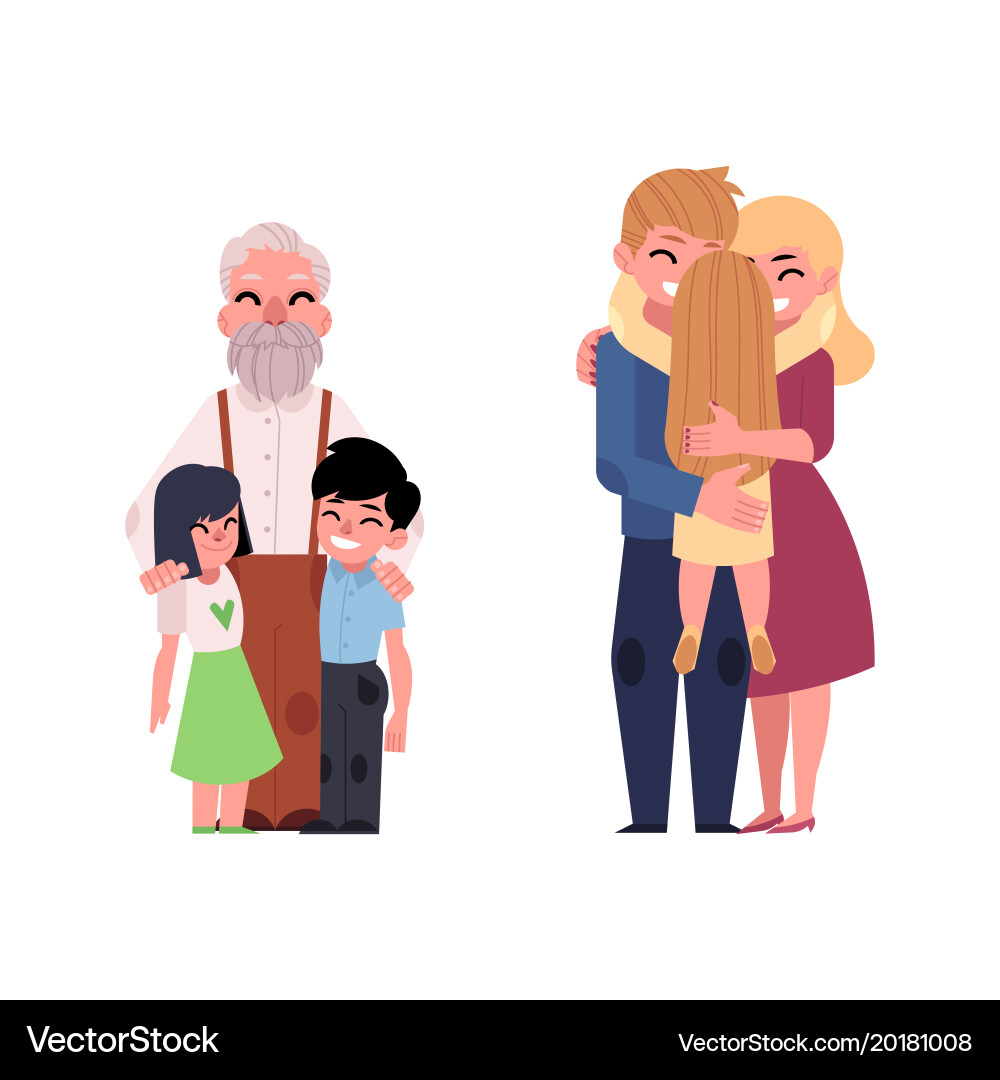 Flat family characters hugging set Vector Image