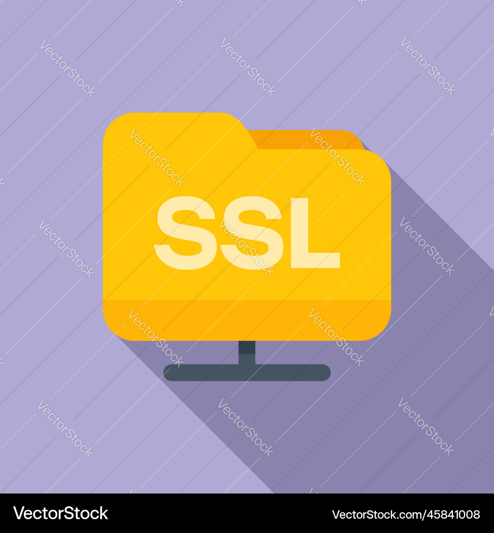 Folder ssl certificate icon flat security Folder ssl certificate icon flat security vector image
