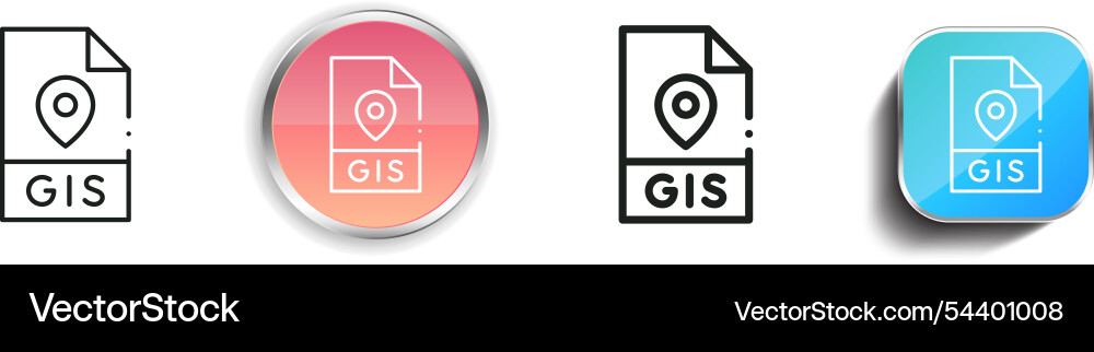 Gis icon thin linear regular and button style Vector Image