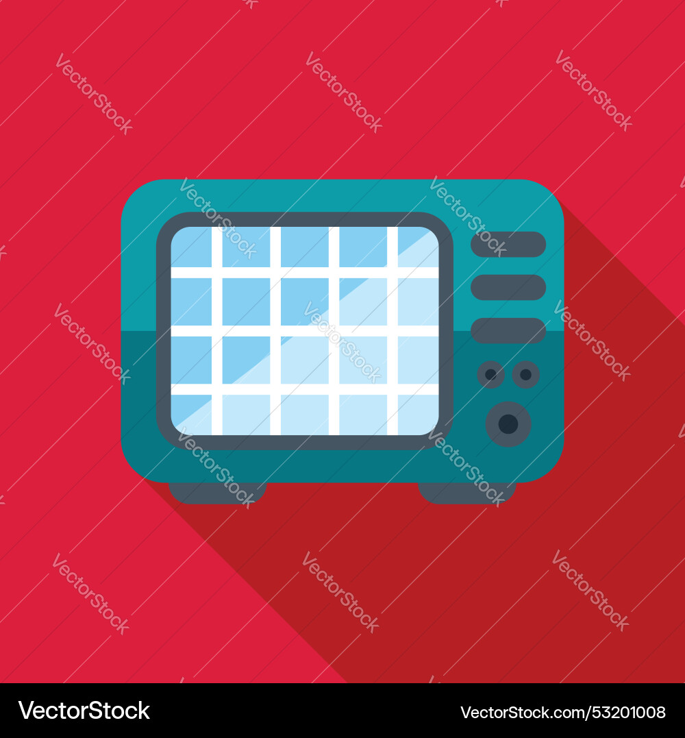 Green retro tv showing static on red background Vector Image