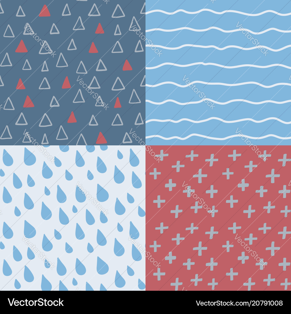 Hand drawn abstract seamless pattern set simple Hand drawn abstract seamless pattern set simple vector image
